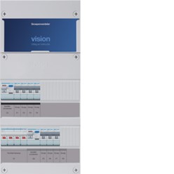 Installatiekast Vision Hager 7-groepenverdeler HS, 2 x ALS 2-polig 30 mA, 3-fase VKG430L